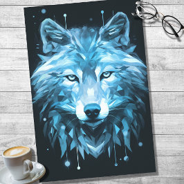 Wolf Abstract facet blauw ontkoppelpapier Tissuepapier
