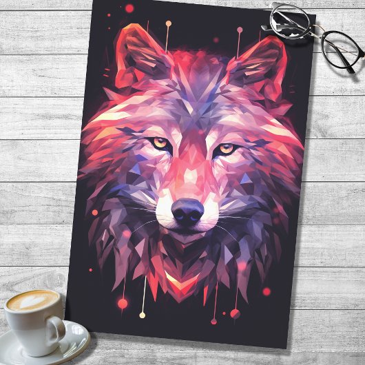 Wolf Abstract facet roze Paarse decoupage papier