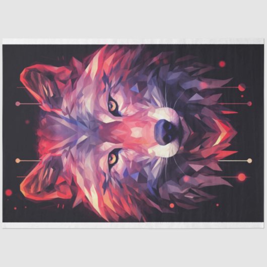 Wolf Abstract facet roze Paarse decoupage papier (Voorkant)