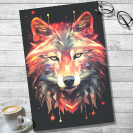 Wolf Abstract gefacetteerd Oranje ontkoppelpapier Tissuepapier