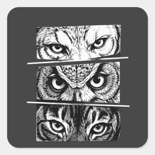 Wolf Adelaar Tijger Drie-eenheid Vierkante Sticker (Voorkant)