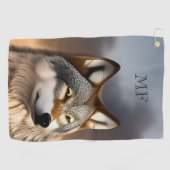 Wolf Afbeelding monogram Golfhanddoek (Horizontaal)