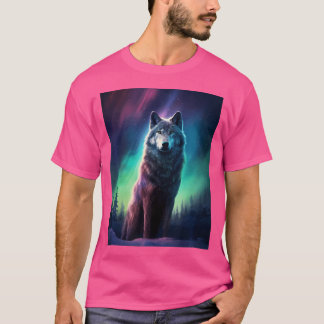Wolf Alaska Noorderlicht Aurora Borealis T-shirt