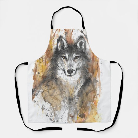 Wolf All-Over Print Apron Schort (Voorkant)