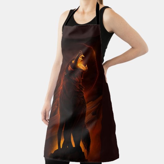  wolf All-Over Print Apron Schort (Insitu)
