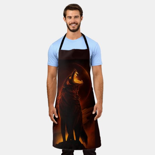  wolf All-Over Print Apron Schort (Gedragen)