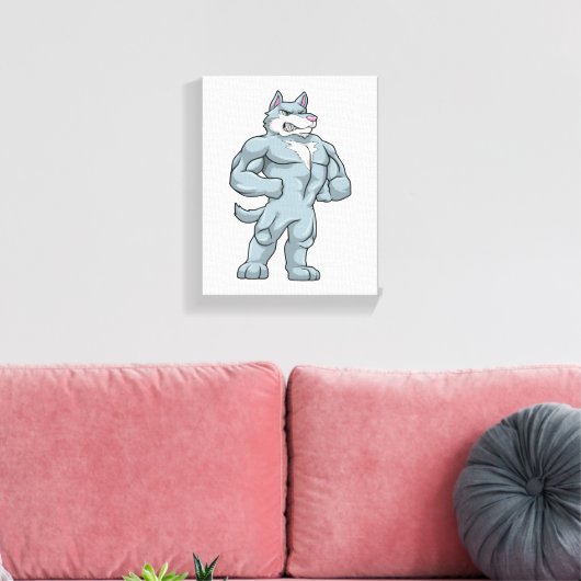 Wolf als Bodybuilder extreem Canvas Afdruk (Insitu (Woonkamer))