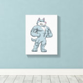 Wolf als Bodybuilder extreem Canvas Afdruk (Insitu (Houten vloer))