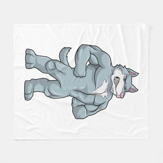 Wolf als Bodybuilder extreem Fleece Deken (Voorkant (Horizontaal))