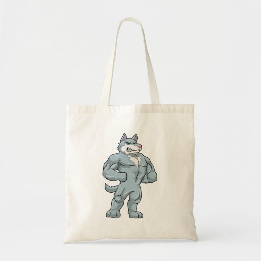 Wolf als Bodybuilder extreem Tote Bag (Voorkant)