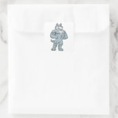 Wolf als Bodybuilder extreem Vierkante Sticker (Tas)