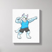 Wolf als Bodybuilder met grote bovenarmen Canvas Afdruk (Voorkant)