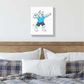 Wolf als Bodybuilder met grote bovenarmen Canvas Afdruk (Insitu (Slaapkamer))