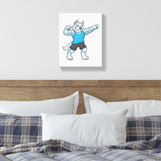 Wolf als Bodybuilder met grote bovenarmen Canvas Afdruk (Insitu (Slaapkamer))