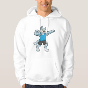 Wolf als Bodybuilder met grote bovenarmen Hoodie