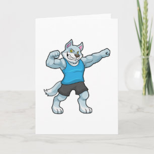 Wolf als bodybuilder met grote bovenarmen kaart