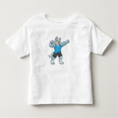 Wolf als Bodybuilder met grote bovenarmen Kinder Shirts (Voorkant)