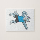 Wolf als Bodybuilder met grote bovenarmen Legpuzzel (Horizontaal)