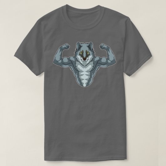 Wolf als Bodybuilder met grote moerassen T-shirt (Design voorkant)