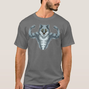 Wolf als Bodybuilder met grote moerassen T-shirt