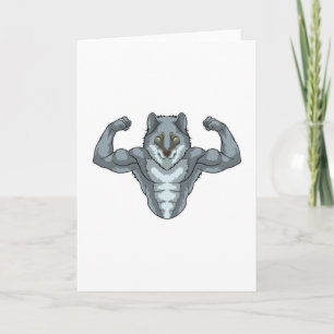 Wolf als bodybuilder met grote spieren kaart