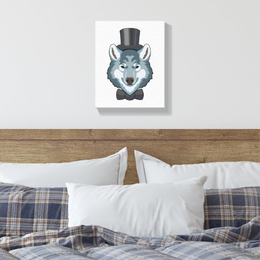 Wolf als bruidegom met boog canvas afdruk (Insitu (Slaapkamer))