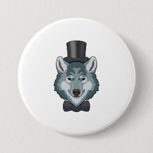 Wolf als Bruidegom met Boog Ronde Button 7,6 Cm
