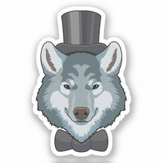 Wolf als Bruidegom met Boog Sticker (Voorkant)