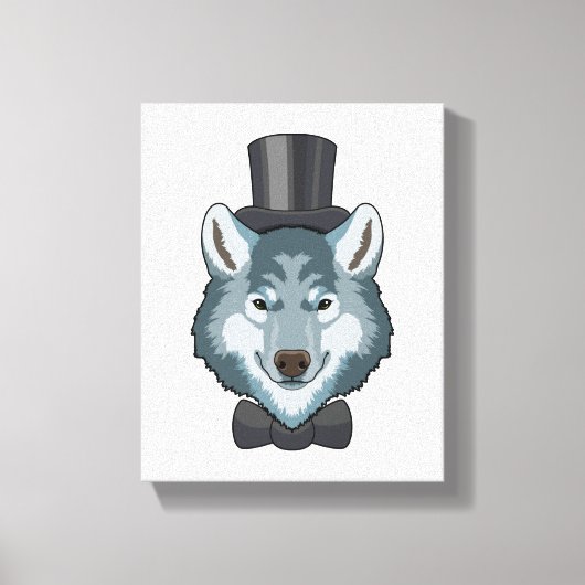 Wolf als bruidegom met strik canvas afdruk (Voorkant)