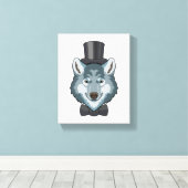 Wolf als bruidegom met strik canvas afdruk (Insitu (Houten vloer))
