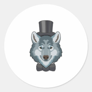 Wolf als Bruidegom met Strik Ronde Sticker