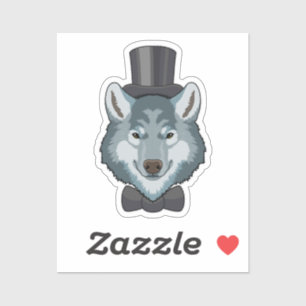 Wolf als bruidegom met strik sticker