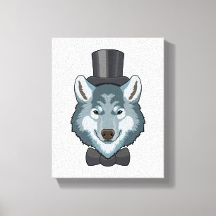 Wolf als Groom met Bow Canvas Afdruk