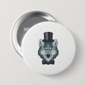 Wolf als Groom met Bow Ronde Button 7,6 Cm (Voorkant /achterkant)