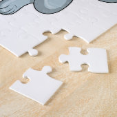 Wolf als handballspeler met handbal legpuzzel (Zijkant)