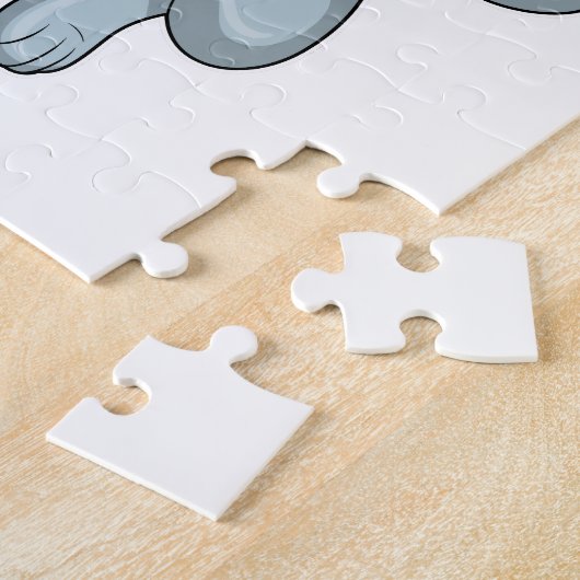 Wolf als handballspeler met handbal legpuzzel (Zijkant)