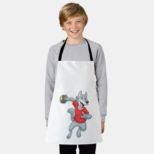 Wolf als handballspeler met handbal schort (Gedragen)