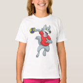 Wolf als handballspeler met handbal t-shirt (Voorkant)