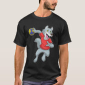 Wolf als handballspeler met handbal t-shirt (Voorkant)
