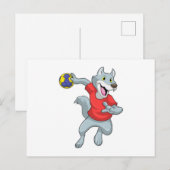 Wolf als handbalspeler met handbal briefkaart (Voorkant / Achterkant)