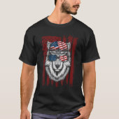 Wolf American Flag USA 4th of juli Mannen Vrouwen  T-shirt (Voorkant)
