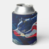 Wolf Amerikaanse vlag Volle Maan Blikjeskoeler (Blikje Voorkant)