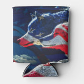 Wolf Amerikaanse vlag Volle Maan Blikjeskoeler (Voorkant)