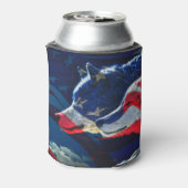 Wolf Amerikaanse vlag Volle Maan Blikjeskoeler (Blikje Achterkant)