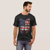 Wolf Amerikaanse Vlag VS T-shirt (Voorkant volledig)