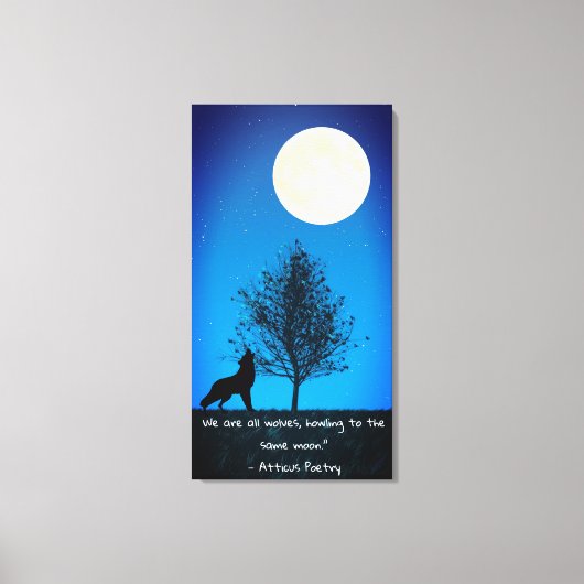 Wolf and Full Moon Canvas Wall Art (Voorkant)