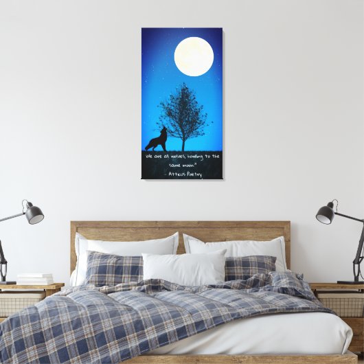Wolf and Full Moon Canvas Wall Art (Insitu (Slaapkamer))
