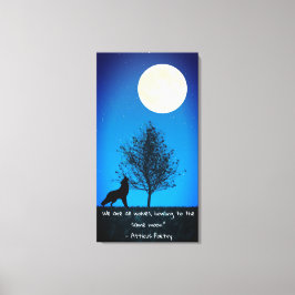 Wolf and Full Moon Canvas Wall Art Afdruk