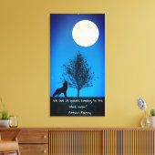 Wolf and Full Moon Canvas Wall Art Afdruk (Insitu (Woonkamer))