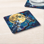 Wolf and Owl Mosaic Art Kartonnen Onderzetters (Schuin)